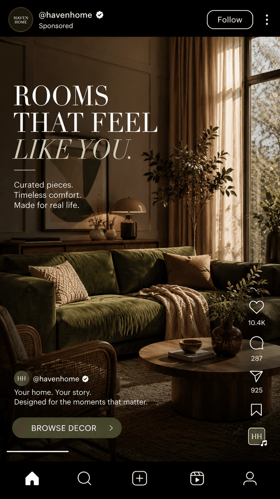 Home decor reel ad
